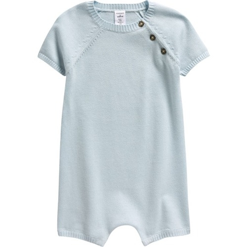 Baby Raglan Sleeve Cotton Romper, 3M, Blue Drift