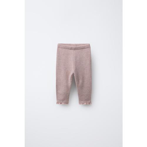 LACE TRIM KNIT LEGGINGS - Light pink | ZARA United States