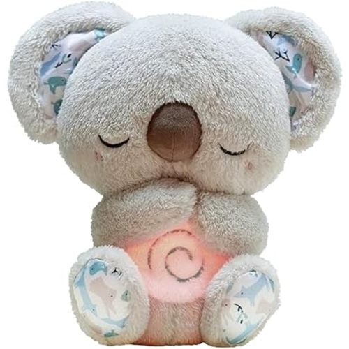 Baby Sound Machine Soothe Breathing Otter, Sensory Details Music Lights Rhythmic Breathing Motion Musical Baby Toy Plush for Newborns (Battery Not Includ) (Koala)