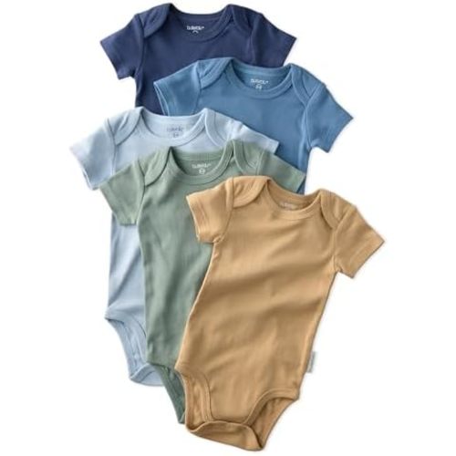 Avery 5-Pack Short Sleeve Bodysuits 100% Organic Cotton for Baby Boys & Girls