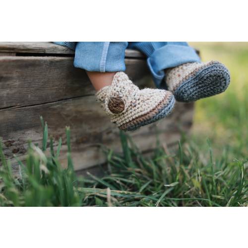 Baby Boy Booties, Crochet Baby Outfit, Baby Shower Gift, Beige Crib Shoes, Grey Infant Boots, Oatmeal Booty, Knit Boy Shoes, Nb to 12-18M