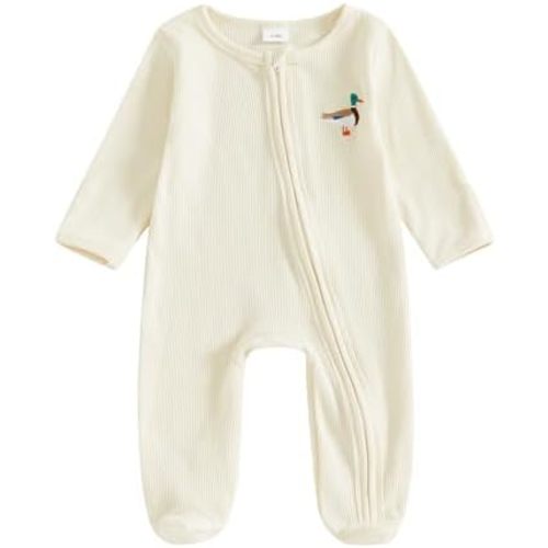 My First Christmas Baby Boy Outfit Newborn Waffle Santa Jumpsuit Footie Romper Infant Zipper Onesie Fall Clothes