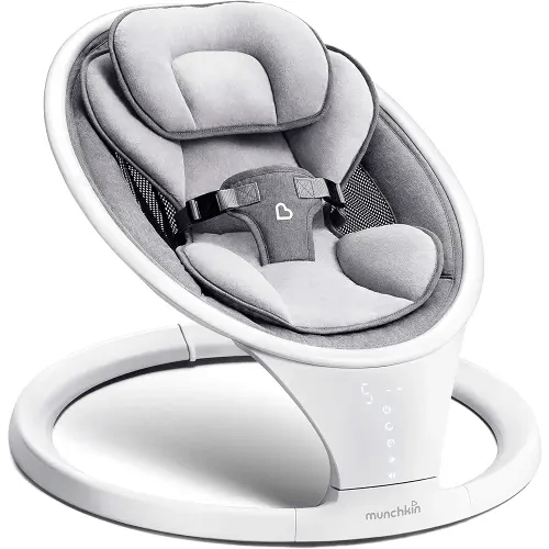 Munchkin® Bluetooth Enabled Lightweight Baby Swing with Natural Sway in 5 Ranges of Motion, Includes Remote Control, White