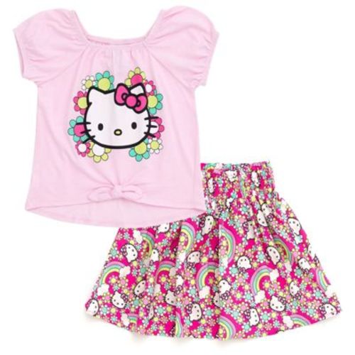 Hello Kitty Square Neck T-Shirt and Skirt Outfit Set