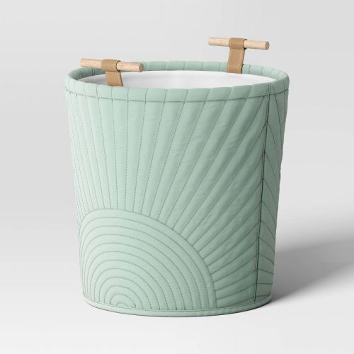 Large Quilted Kids' Storage Basket Teal Green - Pillowfort™: Polyester Canvas Toy Organizer With Handles
