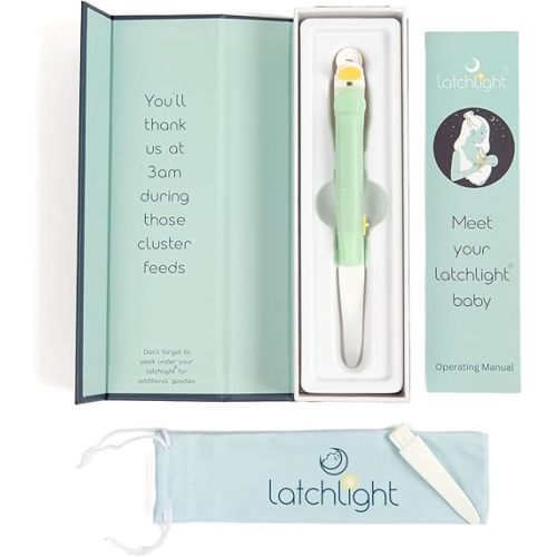 Sleep Preserving Baby Lip Latch Assist Clip On Wearable Night Light for Breast & Bottle Feeding | Lighted Silicone Tip to Adjust Baby Lips & Latch Positioning | Glow in The Dark Handle