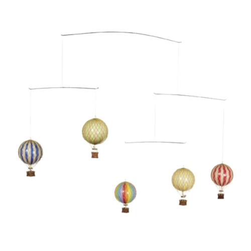 Children's 5 Colorful Striped Hot Air Balloons Hanging Mobile – The Well Appointed House
