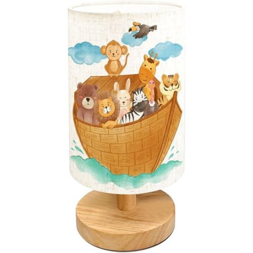 Table Lamp for Bedroom Noah s ark Animals Flood Realistic Watercolor Paint Paper Textured Beside Lamp Home Decor Night Light for Bedroom Office Dorm Kids Living Room Decor