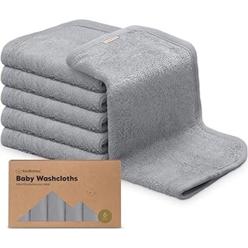 6-Pack Baby Washcloths - Soft Viscose Derived from Bamboo Washcloth, Baby Wash Cloths, Baby Wash Cloth for Newborn, Kids, Bath Baby Towels, Face Towel, Face Cloths for Washing Face(Cool Gray)