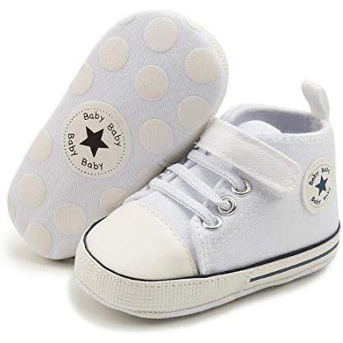 KIDSUN Unisex Baby Boy Girl Canvas Sneaker Soft Sole Infant Lace up Newborn Ankle Toddler First Walkers Crib Shoes