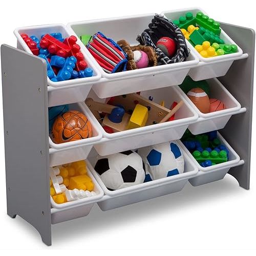 Delta Children MySize 9 Bin Plastic Toy Organizer - Greenguard Gold Certified, Grey