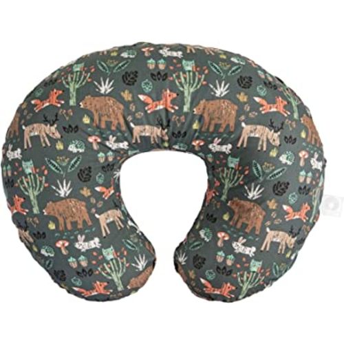 Boppy Nursing Pillow Original Support, Green Forest Animals, Ergonomic Nursing Essentials for Bottle and Breastfeeding, Firm Fiber Fill, with Removable Nursing Pillow Cover, Machine Washable
