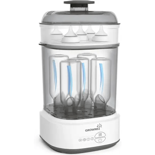 Bottle Sterilizer and Dryer, Compact Electric Steam Baby Bottle Sterilizer (Esterilizador de Biberones), Bottle Sanitizer for Baby Bottles, Pacifiers, Pump Parts Black