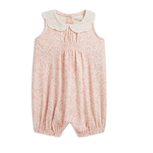 Girls' Strawberry Print Cotton Bubble Shortall - Baby