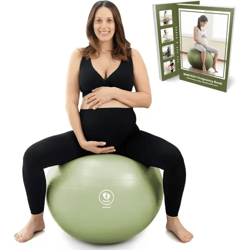 BABYGO Birthing Ball - Pregnancy Yoga Labor & Exercise Ball & Book Set Trimester Targeting, Maternity Physio, Birth & Recovery Plan Included Anti Burst Eco Friendly