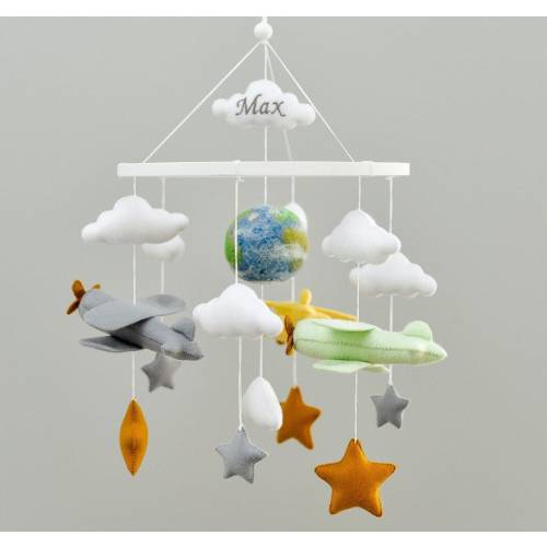 Baby mobile boy Travel themed nursery mobile Airplane crib mobile Travel personalized baby shower gift