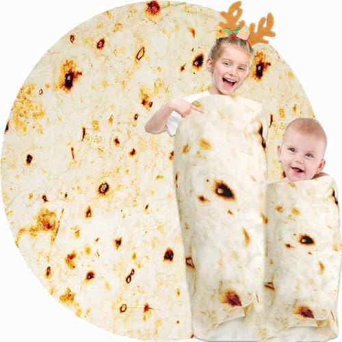Burrito Tortilla Blanket Baby Stuff Shower White Elephant Gifts for Kids Newborn Swaddle Wrap Throw Blankets Toddler Boy Girl Soft Flannel Taco Food Novelty Funny Gag Pets 40in