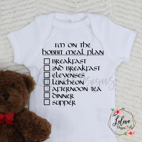 Meal Plan for hobbits baby bodysuit - Expecting Mom gift / Baby boy coming home outfit / Baby girl coming home outfit