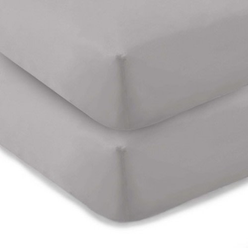 Gray 400tc Sateen Mini Crib Fitted Sheet Set-2pk - Levtex Home