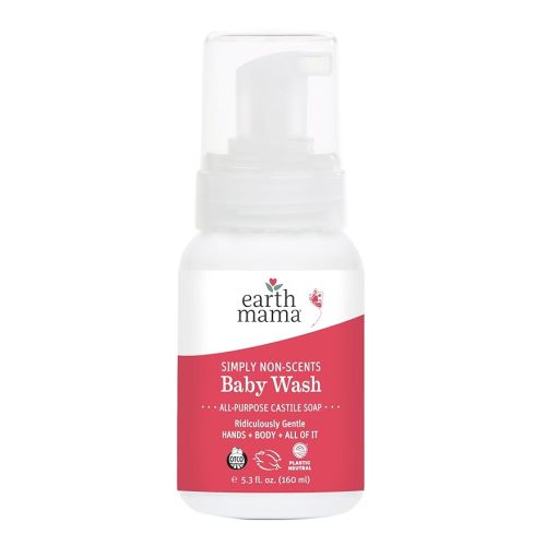Earth Mama Simply Non-Scents Baby Wash Foaming Hand Soap, Organic Fragrance Free Body Wash, Unscented Body Wash, Castile Soap with Coconut Oil, Shea Butter, Calendula, & Aloe, 5.3floz