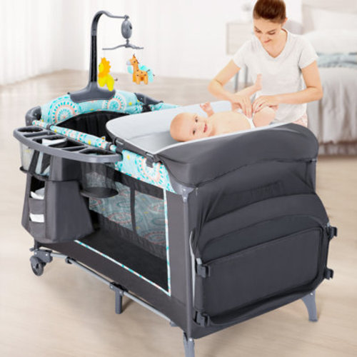 5-in-1 Baby Bassinet Bedside Crib with Mattress, Detachable Changing Table and Carry Bag, Foldable Portable Playard for Newborn Toddlers | Wayfair
