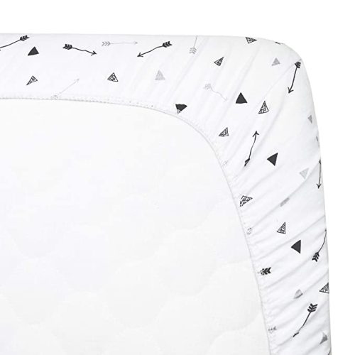 American Baby Company 2 Pack Printed 100% Cotton Jersey Knit Fitted Crib Sheet for Standard Crib & Toddler Mattresses, Silver Black Arrow and Stripe, for Boys & Girls (23550-Silver Black Arrow/Stripe)