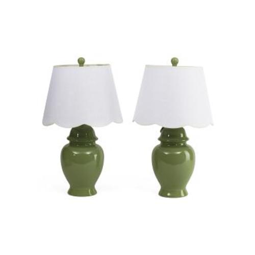 2pk 26in Ginger Jar Scalloped Shade Table Lamp Set