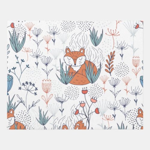 Kid's forest illustration, foxes and flowers. rug | Zazzle