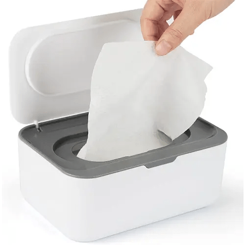 Baby Wipes Dispenser, Wipes Case Baby Wipe Holder Keeps Wipes Fresh, Non-Slip, Easy Open & Close (Gray)