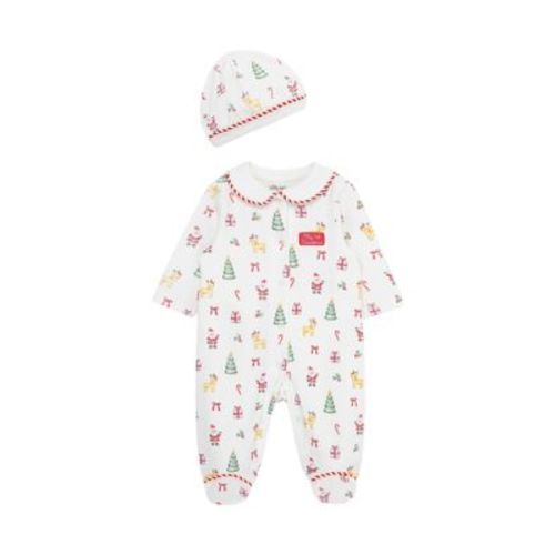 Baby Christmas Printed Footie Pajamas with Hat