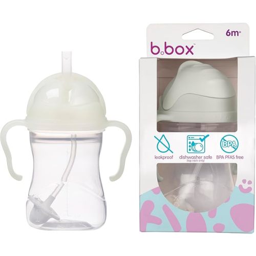 b.box Sippy Cup with Weighted Straw, Leak & Spill Proof, Easy Grip, BPA Free, Dishwasher Safe, Sip from Any Angle. Ideal for Babies 6m+ to Toddlers. (Latte, 8oz)
