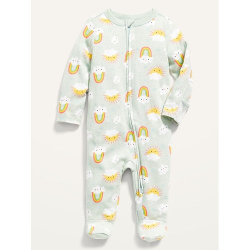 Unisex Printed Fold-Over Mitten Footed One-Piece for Baby in Clouds, size: 6-9 M