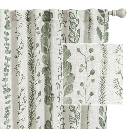 Amazon.com: MEETSKY Sage Green Curtains 84 Inches Long 2 Panels Boho Curtains for Living Room Light Filtering Patterned Drapes for Bedroom Linen Style Back Tab Leaf Print Window Treatment, 50” Wide Each Panel : Home & Kitchen