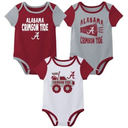 NCAA Alabama Crimson Tide Infant Boys' 3pk Bodysuit - 0-3M