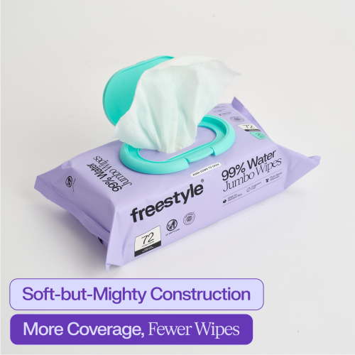 Freestyle Soft Jumbo Baby Wipes for Sensitive Skin, Unscented, 3 Flip-Top Packs, 216 Total Count