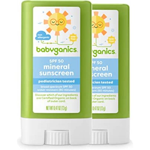 Babyganics SPF 50 Travel Size Baby Sunscreen Stick UVA UVB Protection | Water Resistant |Non Allergenic, 2 Pack