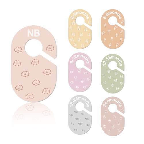 Baby Closet Dividers, Double-Sided Cute Design Baby Clothes Dividers for Closet, Baby Clothes Organizer for Sorting Clothing in 7 Sizes from Newborn to 12+ Months
