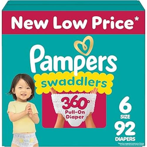 Pampers Diapers - Swaddlers 360 - Size 6, 92 Count, for up to 100% Leakproof Premium Skin Protection
