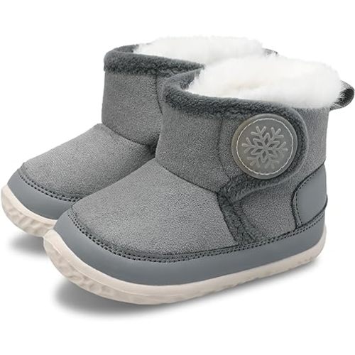 L-RUN Baby Boots for Infant Toddler Boys Girls Ankle Warm Suede Plush Lining House Slippers Little Kids Winter Shoes for Indoor Outdoor Walking