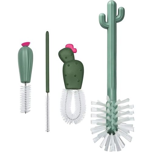 Boon Cacti Replacement Set - Bottle, Straw Brushes, Nipple, Detail - Non Toxic, Durable Nylon, Multicolor, 4 Count