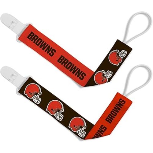 Baby Fanatic Baby Pacifier Clip 2-Pack - NFL Cleveland Browns, Officially Licensed, Infant Accessory