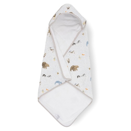 little unicorn Cotton Muslin & Terry Hooded Infant Towel, Party Animals