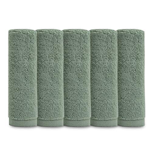 5 Pk Natemia Organic Baby Washcloths Soft Cotton Baby Towels - Green