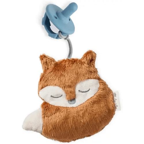 Itzy Ritzy Pacifier & Lovey Set - Includes Silicone Pacifier with Stuffed Animal Lovey - Detachable Plush Fox Pacifier Holder & Coordinating Blue Silicone Pacifier, Ideal for Ages 0 Months & Up
