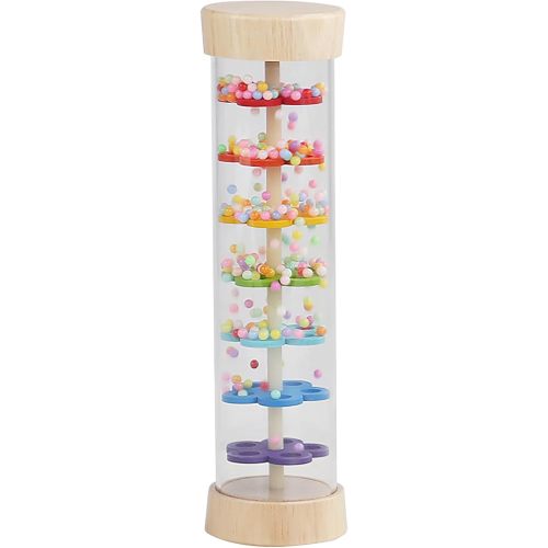 WODI Wooden Baby Rattle Rainstick Rainmaker Montessori Musical Toy for Infants Toddlers Newborns 0-3-6-9-12 Months Sensory Development