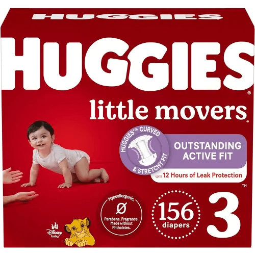 Huggies Size 3 Diapers, Little Movers Baby Diapers, Size 3 (16-28 lbs), 156 Count (6 packs of 26)