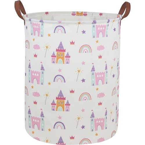 Kids Laundry Hamper Girls Hamper for Nursery Boy and Girl Elephant Hamper Cute Kids Toys Storage Bin Organizer Room Decor for Home(Castle)