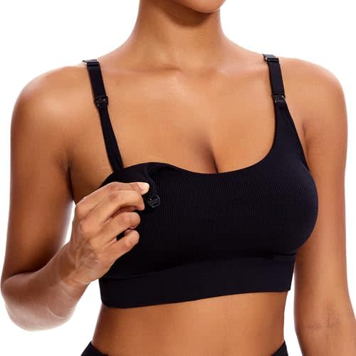 HBselect Nursing Bras for Breastfeeding, Medium-Impact Nursing Sports Bra Support Maternity Bras Pregnancy Wireless Bra