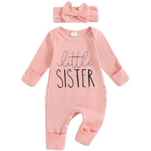 Baby Girl Clothes Newborn Little Sister/Hello World Outfit Long Sleeve Romper Jumpsuit Preemie Baby Girl Clothes