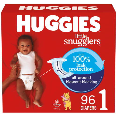 Huggies Little Snugglers Hypoallergenic Baby Diapers, Size 1, 96 Ct with Gentle Skin Protection